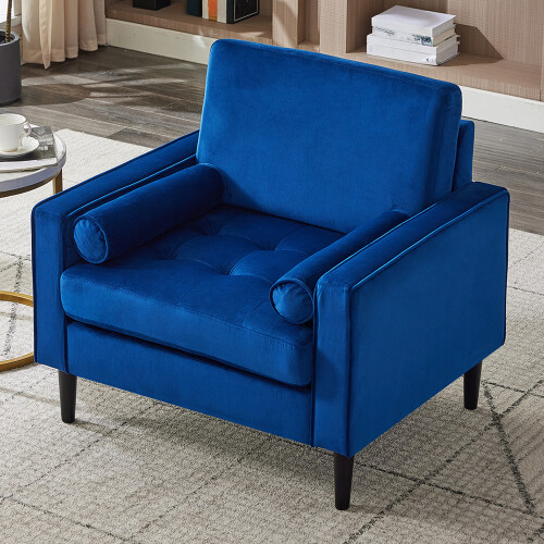 Living And Home Mid-Century Single Sofa Armchair, Blue