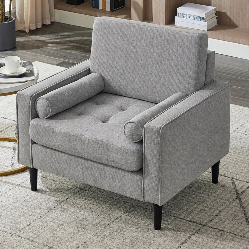Living And Home Mid-Century Single Sofa Armchair, Grey