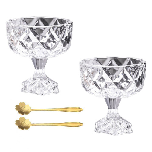 Salatschüssel aus Glas für Eis, elegante-Weiß