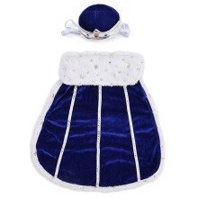 Bequemes Haustier-Cosplay-Kostüm-Set mit Kronenhut,-Blau L