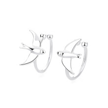S925 Flying Bird Ear Cuff, Swallow No-Piercing Ear Clip for Women