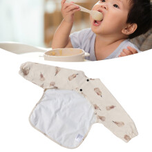 Wasserdichter Baby-Lätzchen mit Ärmel, Grau Birne, 41 cm, Weiches PU, Kleinkind 6-12 Monate