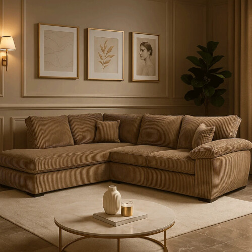 Furniture 786 Amalfi Jumbo Cord Left Hand Corner Sofa Coffee