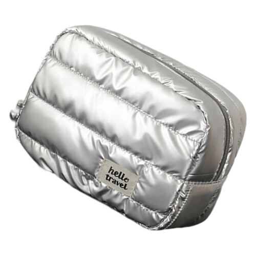 Oversized Travel Makeup Bag Polyester-Silver three dimensi