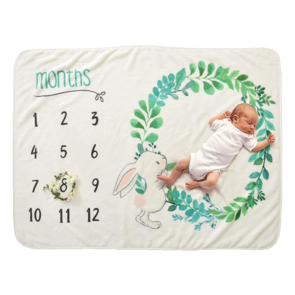 Gender Neutral Milestone Blanket, Soft Monthly Picture Blanket for Newborn, Multi-Function Baby Blanket Eucalyptus Nursery Decor, Photo Prop Blankets,
