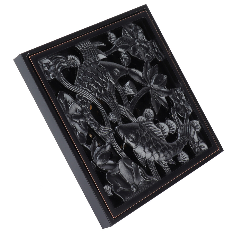 Black Copper Floor Drain 10X10cm For Bathroom & Balcony 8731378183621