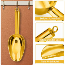 Pá de gelo premium em aço inoxidável com revestimento nobre em titânio dourado, que garante durabilidade e elegância para uso doméstico,