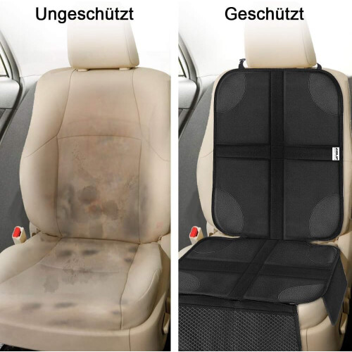 Car Seat Protector with Adjustable Headrest Strap, Universal Fit Thick Padding Seat Protector, Quick & Easy to Install with Non-Slip Backing for 1