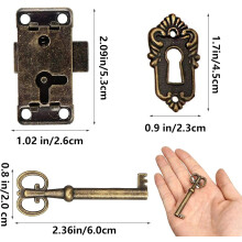 Vintage Lock for Wooden Furniture, Antique Style Compact Design Spring Latch Lock with Key, Bronze Finish Iron Material for Retro Cabinet Drawer