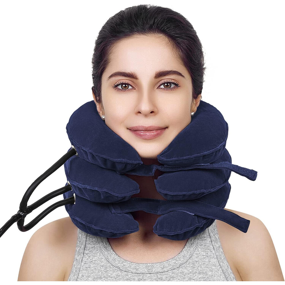 Adjustable Inflatable Neck Brace, Portable Spinal Decompression, Ergonomic Design, Neck Stretcher for Pain Relief, Cervical Traction Device for Home