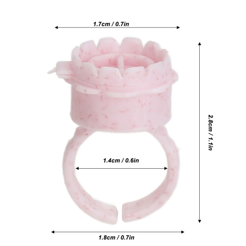 50pcs Pink Ink Ring Cups for Lash Glue, 17mm Diameter, Adjustable 1