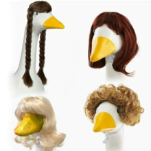 4pcs Geese Themed Pet Wigs Soft Polyester Headdress-C Style