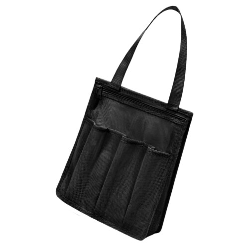 Hanging Mesh Storage Bag Bathroom Bag for Camping Trip-Black