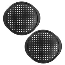 2 Piece Oven Safe Pizza Pan With Airflow Perforations Carbon