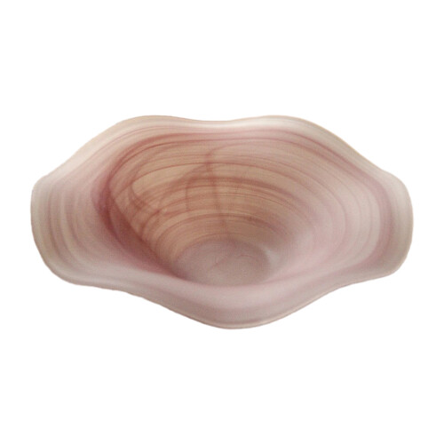Artistic Waved Glass Fruit Bowl Durable-Pink translucent