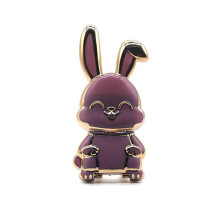 (Purple) Strawberry Bubble Foldable Rabbit Mobile Phone Holder Desk 3D Phone Holder Foldable Phone Stand