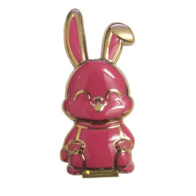 (Rose red) Strawberry Bubble Foldable Rabbit Mobile Phone Holder Desk 3D Phone Holder Foldable Phone Stand