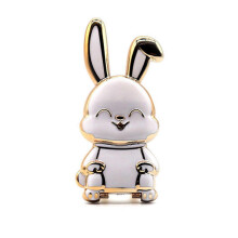 (White) Strawberry Bubble Foldable Rabbit Mobile Phone Holder Desk 3D Phone Holder Foldable Phone Stand