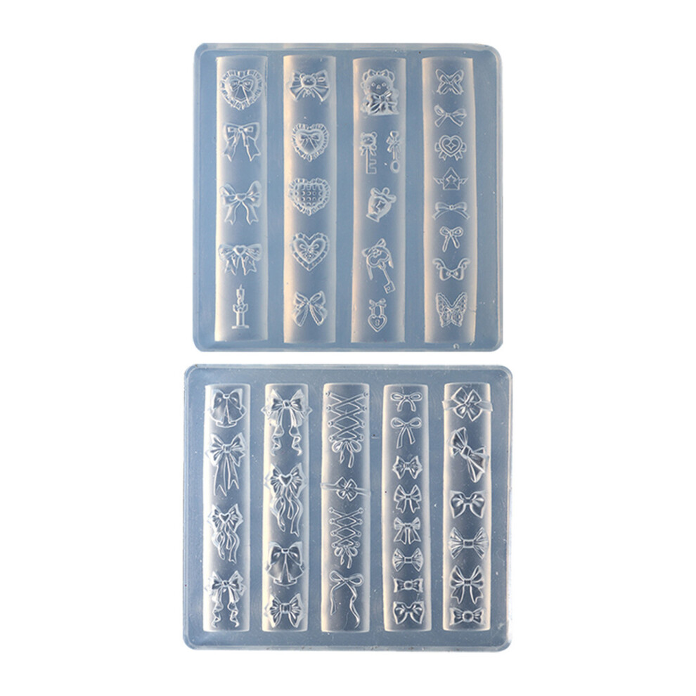 2Pieces Professional Nail Art Molds Bowknot Shape Small