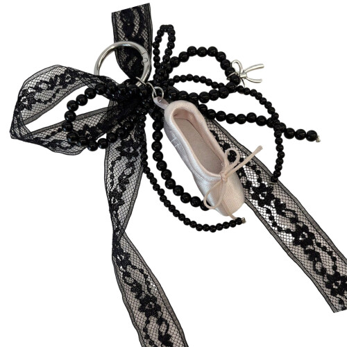 Porte-clés élégant à double usage, chaussures de ballet-Noir