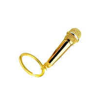 Microphone Keychain Singing Aficionado Gift Mic Keyring-Gold