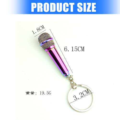 Mic-vormige sleutelhanger microfoon hanger sleutelhanger-Zilver 2