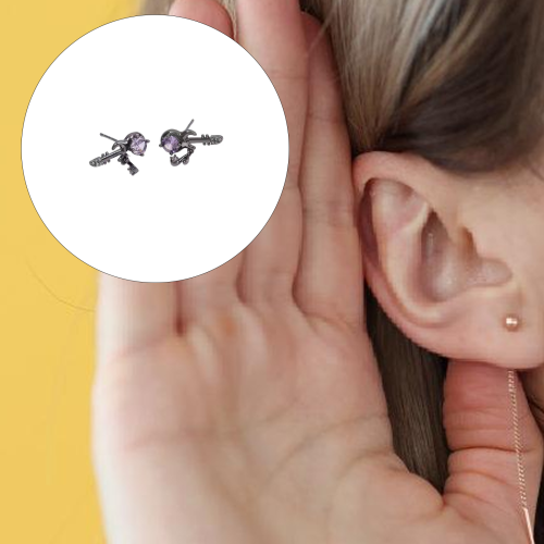 Clous d'oreilles en alliage, Note de guitare, bijoux-Noir 1