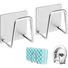 Soporte para esponjas de acero inoxidable compacto y multifuncional para cocina, resistente al óxido y al agua, con fuerte adhesión que garantiza
