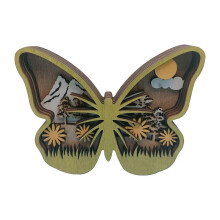 (A) Fashion  Wooden Animal Statues and Figurines Home Ornament Multilayer Woodland  Silhouette and Sculpture