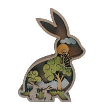 (D) Fashion  Wooden Animal Statues and Figurines Home Ornament Multilayer Woodland  Silhouette and Sculpture