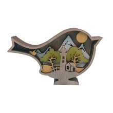 (B) Fashion  Wooden Animal Statues and Figurines Home Ornament Multilayer Woodland  Silhouette and Sculpture