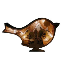 (F) Fashion  Wooden Animal Statues and Figurines Home Ornament Multilayer Woodland  Silhouette and Sculpture