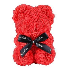 rose bear love flower bear artificial forever best gift graduation gift anniversary birthday valentines gift(red)