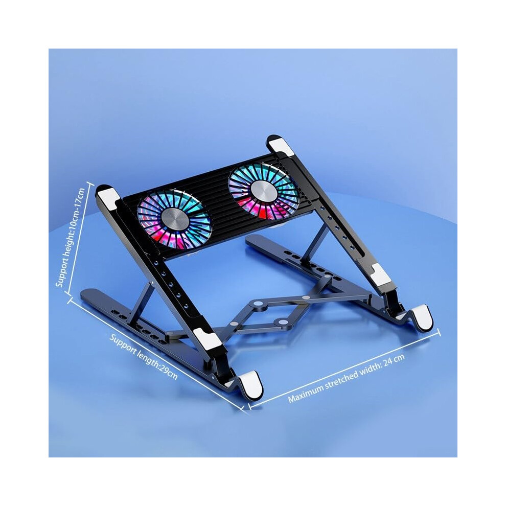 Laptop Cooling Pad With Adjustable Height And Quiet Fan For Overheating Prevention Black 9382693627025