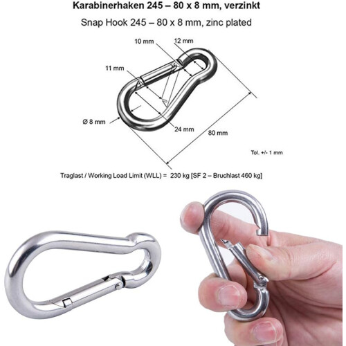 Durable Stainless Steel Carabiner, Versatile Multipurpose for Heavy Duty Spring Snap Clip Needs 2