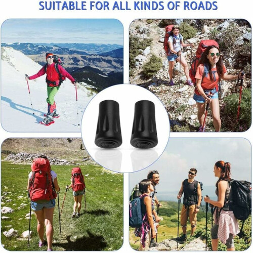 Trekking Poles Tips Protectors, Hiking Pole Replacement With Embedded Metal Washers For Extra Durability, 30Pcs/15Pair 2