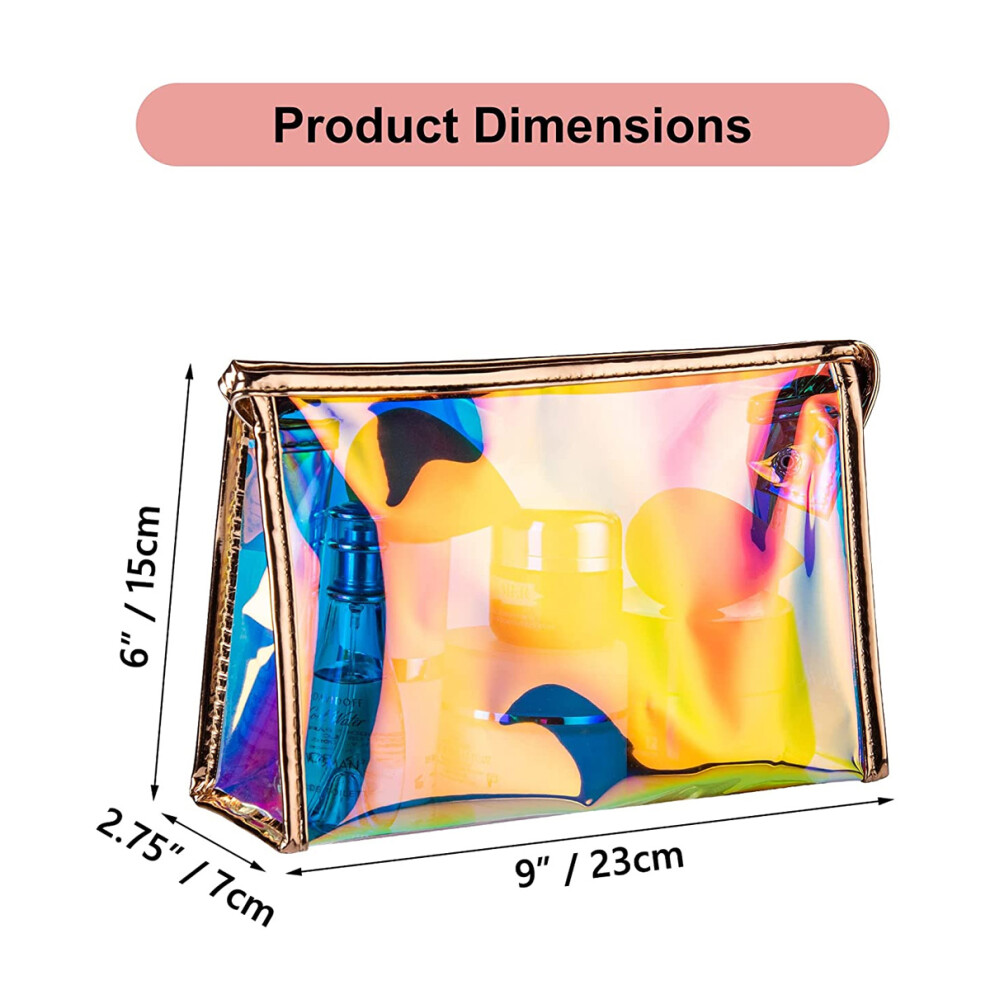 Elevate Your Beauty Routine With Our Holographic Makeup Bag, Iridescent Cosmetic Pouch Offers Semi-Transparent Appearance For Easy Content