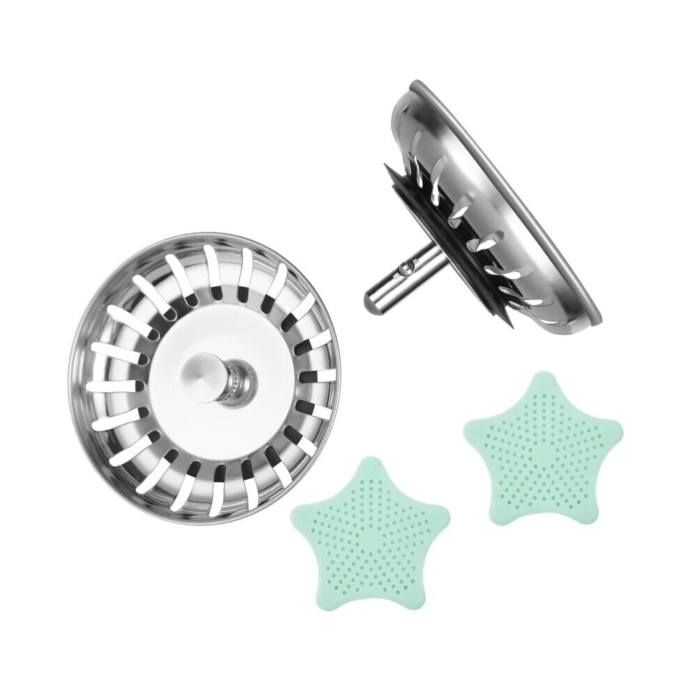 True Stainless Steel Strainer Stopper, Durable Kitchen Sink Strainer For Smooth Water Flow And Food Debris Catching (Anti-Clogger Included) 9405630908053