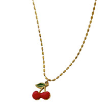 Delicate Strawberry/Cherry Pendant Necklace-Small cherry