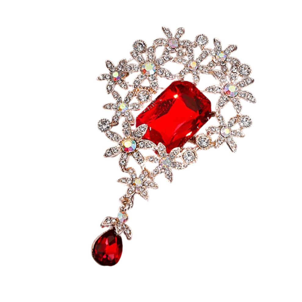 Red Stylish Women's Brooch Antique Inspire Crystals