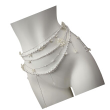 Multi Layer Pearls Body Chain Adjustable Waist Jewelry-XL1445