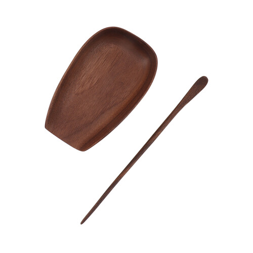 Tee-Utensil aus Walnussholz, Teelöffel,