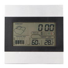 Modern Design Digital Clock With Temperature Humidity Display Weather Forecast LED Backlight Battery Operated Time Date Display Wall Clock