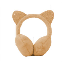 Warm Winter Earmuffs, Cold Weather Ear Warmer with Cat Ear Design and Sparkling Sequins, Ultra-Soft Padding Fleece Lined Ear Covers for Kids and Toddl