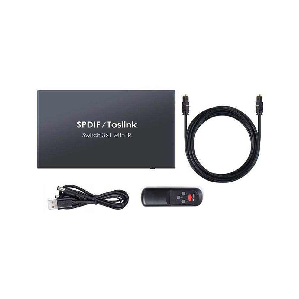 Fiber Switcher Spdif Toslink Optical Digital Audio Splitter 3 In 1 Out With Ir Remote Control Optical Cable 6032906900850