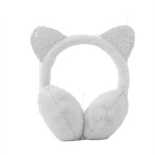 Warm Winter Earmuffs, Cold Weather Ear Warmer with Cat Ear Design and Sparkling Sequins, Ultra-Soft Padding Fleece Lined Ear Covers for Kids and Toddl