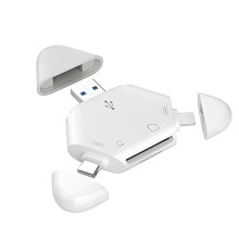 3 in 1 Memory Card Reader with Triangle Magnetic Cap Type-C USB Port Support TF/ for PC Laptop Phone