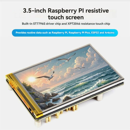 3.5inch Resistive LCD Touch Display 480x320 Resolution IPS Panel ST7796S Driver Chip for Raspberry Pi ESP32 for 1