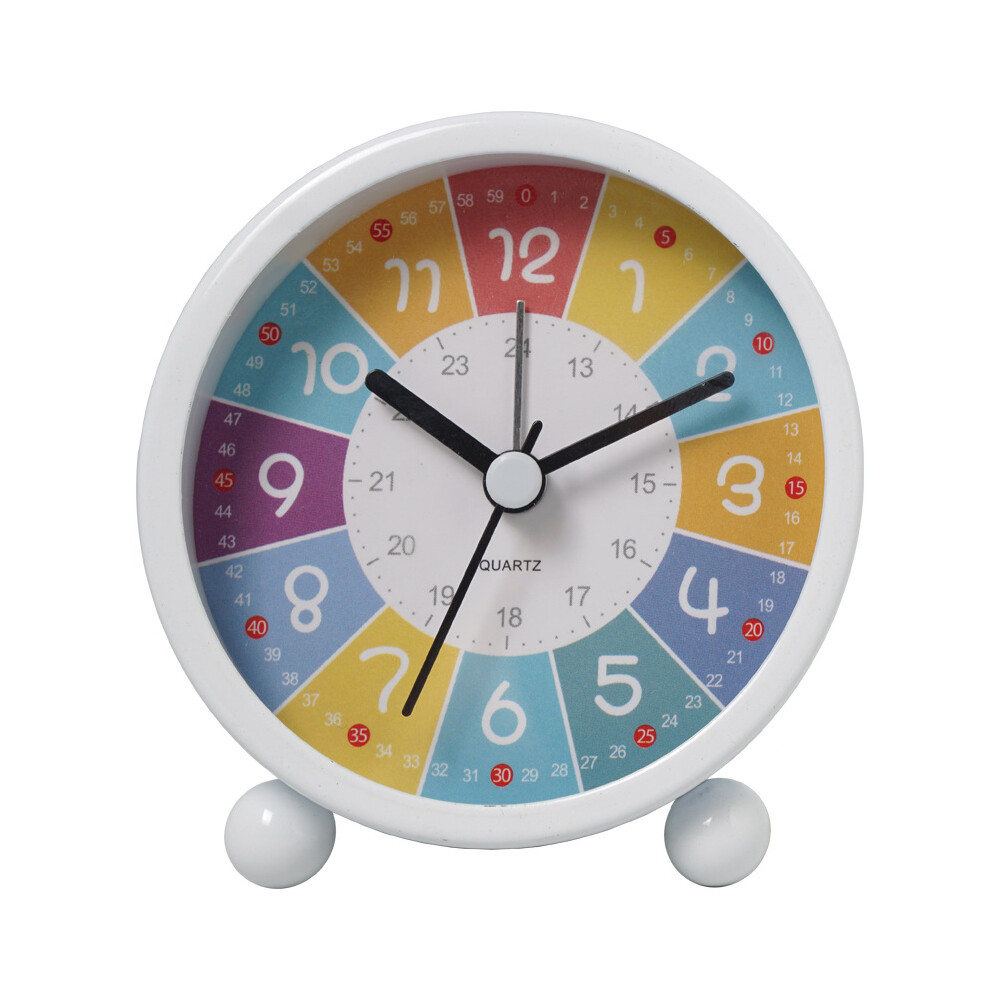 Silent non-ticking mechanism Kids Clock, Easy-to-read Dial for Time Learning, Metal Frame Analog Clock, Battery Operated Quiet Timepiece for Kids Room