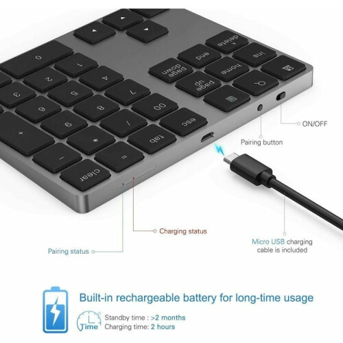 Wireless Numeric Keypad, Bluetooth Number Pad With Automatic Sleep Function And Wide Compatibility For Enhanced Productivity 2